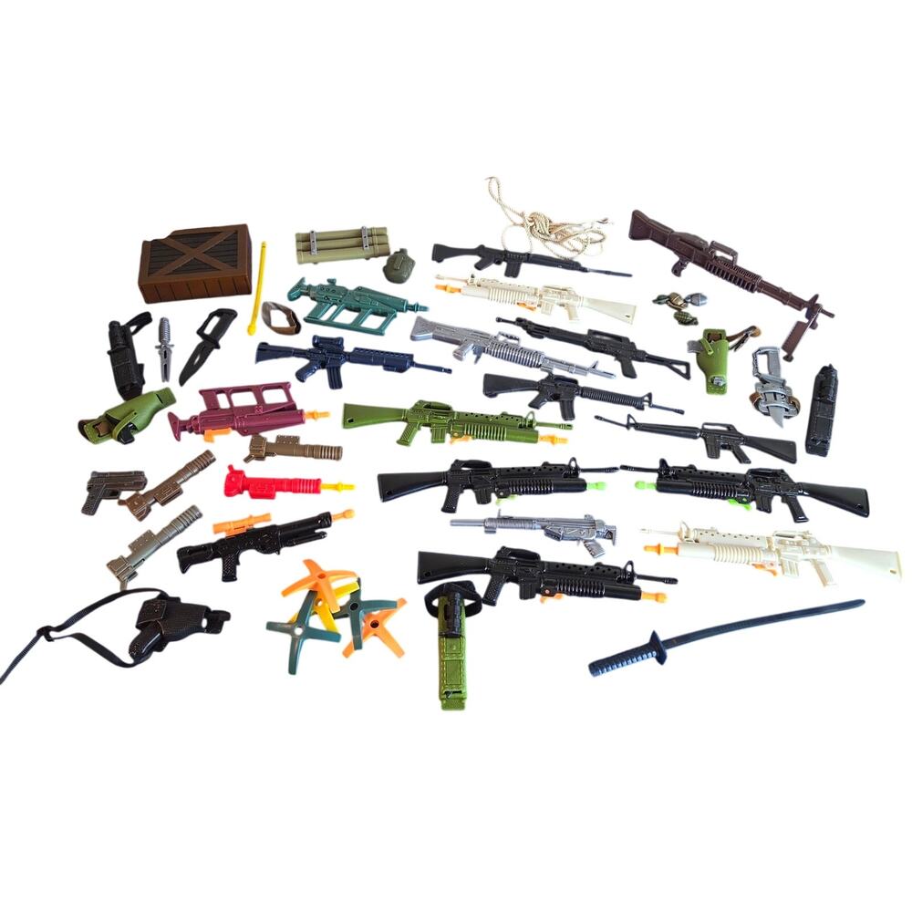 VINTAGE HUGE 50+ piece bundle 90's GI JOE weapons guns knives missile launchers